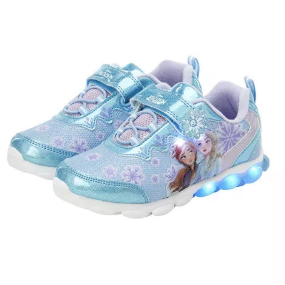 Disney Girls' Frozen Sneakers - Laceless Light-Up Running Shoes Size 8 Toddler